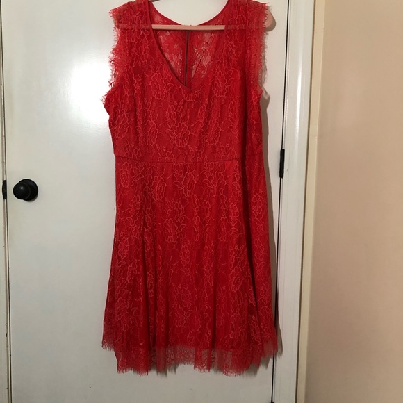 Coral Lace Overlay Dress Torrid 3 - Picture 7 of 7